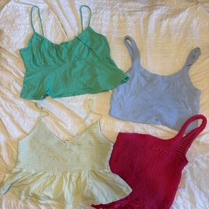 Stylish Women's Tops Set - Green, Blue, Pink